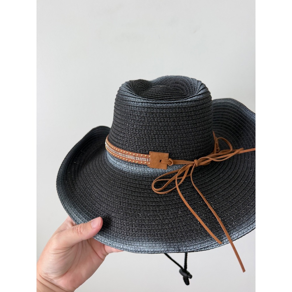 Women's Straw Cowgirl Hat – Black – One Size – New - Picture 2 of 4